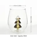 Medium size glass cup with gold sequin Christmas tree interior, 350ml capacity. - 3D Christmas Cedar Sequin Cup (Size M) / Size M (350ml) / Gold