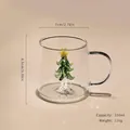 Handgemaakte glazen mok met interne 3D-kerstboom en ster, inhoud van 350ml - 350ml / Ster Kerstboom Beker (Met Handvat)