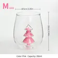 Christmas tree glass water cup with pink sequins and 350ml capacity for juice - 3D Christmas Cedar Sequin Cup (Size M) / Size M (350ml) / Pink