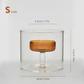 Small Amber and Clear Glass Cylindrical Windproof Candle Holder for Home Decor Gifts - Cylindrical Candlestick / Small (8x7cm) / Brown