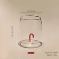 Creatieve 350 ml glazen beker met een interieur van een 3D rode zuurstok-ontwerp - 350ml / Zuurstok Beker (Zonder Handvat)
