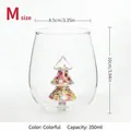 Creative size M Christmas tree glass cup with colorful sequins inside, 350ml capacity - 3D Christmas Cedar Sequin Cup (Size M) / Size M (350ml) / Colorful