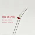 Heat-resistant glass straw with red cherry charm decor - 20cm / 1 Piece / Transparent Bent + Red Cherry
