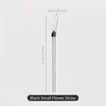 Reusable clear glass drinking straw with black flower ornament detail 20cm 7.87 inch - 20cm / 1 Piece / Transparent Bent + Black Flower