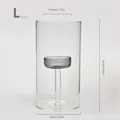 Large European cylindrical glass candle holder, 15cm height, with grey inner base. - Cylindrical Candlestick / Large Size (8x15cm) / Gray