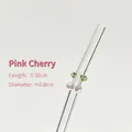 Creative glass straw with cute pink cherry decoration, 20cm length, 0.8cm diameter - 20cm / 1 Piece / Transparent Bent + Pink Cherry