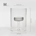 Cylindrical clear glass candle holder with internal gray cup, M size dimensions shown - Cylindrical Candlestick / Medium Size (8x11cm) / Gray