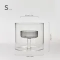 S size European style cylinder glass candle holder with precise measurements for home decor - Cylindrical Candlestick / Small (8x7cm) / Gray