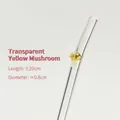 Reusable 20cm heat-resistant glass drinking straw with a yellow mushroom detail - 20cm / 1 Piece / Transparent Bent + Yellow Mushroom
