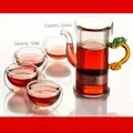 Heat-resistant glass tea set with 250ml teapot and four 50ml double-wall cups - H Set