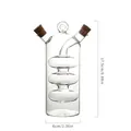2-in-1 clear glass oil and vinegar dispenser with cork stoppers and dimensions - 3-Ball Linked Style