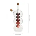 Unique 2-in-1 glass oil and vinegar dispenser cruet with corks and dimension markings - 5-Ball Linked Style