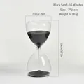Clessidra moderna in vetro da 15 minuti con sabbia nera e misure per decorazione - 15 Minuti / Nero