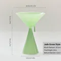 Minimalist Zen style green jade glass incense burner holder with detailed dimensions - Green