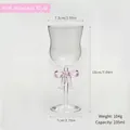 Creative wine glass with pink bow stem decoration elegant champagne glass 235ml - Pink