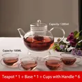 Heat-resistant borosilicate glass tea set with a 1200ml teapot and four 100ml cups - K Set