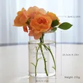 Vase cylindrique en verre transparent avec imprimé 'Flower language' et dimensions - Style Haut Language