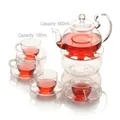 Complete heat-resistant borosilicate glass tea set with 600ml teapot and 100ml cups - N Set