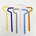Detailansicht der bunten Anti-Lippenfalten-Glasstrohhalme im Flötendesign - Einzelner Strohhalm / Zufällige Farbe (Einzeln)
