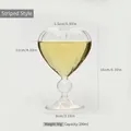 Ribbed heart-shaped glass wine goblet showing measurements weight and capacity - Heart Stemware (Ribbed Style) / 200ml