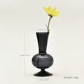 Modern French light luxury grey glass vase with detailed size and weight specs - Gray Striped Style (hp2047)
