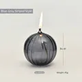 Lámpara de aceite redonda de vidrio estriado gris azulado moderno, tamaño pequeño 8cm - Estilo de Rayas Gris Azulado / S