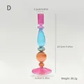 Bougeoir décoratif en verre empilé coloré aux tons rose, bleu et ambre élégants - Style D / 24.5cm