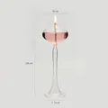 Elegante lámpara de aceite de cristal con líquido rosa, tamaño mediano, altura 24 cm - M