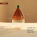 Amber Christmas hat shaped glass candy jar with 300ml capacity and vertical ribbed base - Christmas Hat Style (Amber) / 300ml / Amber