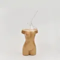 Einzigartiges Kunstglas in Form eines Frauenkörpers mit Kaffee und einem Glasstrohhalm - Frauenkörper Form Glas (Mit Strohhalm) / 300ml