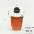 Théière en verre résistant à la chaleur style Song 320ml pour thé Xiaoqinggan - 320ml / Clair (Avec Poignée)