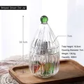 Christmas hat shaped glass candy jar with vertical striped texture and a green spherical knob - Christmas Hat Style (Green Dot) / 300ml / Transparent Green Dot
