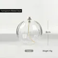 Lámpara de aceite esférica pequeña de vidrio acanalado transparente de 8 cm con mecha - Estilo de rayas transparentes / S