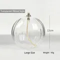 Lámpara de aceite de vidrio estriado transparente, portavelas esférico moderno, 12cm. - Estilo de rayas transparentes / L