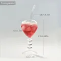 Elegantes transparentes herzförmiges Cocktailglas mit Strohhalm, 208 ml Fassungsvermögen - Herzstiel-Stil (Mit Transparentem Strohhalm) / 1 Stück / Transparent