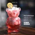 Cute bear-shaped 300ml glass cocktail cup featuring size and weight measurements - Without Straw