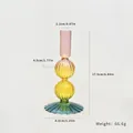 Vintage multicolored glass candle holder with pink, yellow and blue-green sections - Style C (Two Balls)