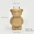 Cute 300ml bear-shaped glass cup for coffee or milk tea, 14cm height dimensions - Small Bear Glass Cup (Without Straw) / 300ml