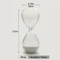 Elegant white glass hourglass timer with 30-minute duration for modern home office decor - White Sand (sl2048 30 Min Half-Striped Hourglass) / 30-Minute Timer