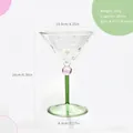 Kreatives Martini-Glas mit bunten Punkten, grünem Stiel und rosa Kugeldekoration - 150ML / Grün (bz2069)