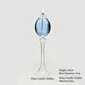 Lámpara de aceite de vidrio mediana con líquido azul, tallo alto y altura de 26 cm - Lámpara de Aceite Transparente con Tallo (zt2001 Mediano) / Mediano 8x26cm