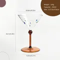 Handgefertigtes Vintage-Cocktailglas mit blauen Punkten und einem eleganten braunen Stiel - 150ML / Kaffee (bz2069)