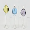 Juego de tres elegantes lámparas de aceite de vidrio estilo europeo para decoración - Juego de Lámparas de Aceite con Tallo / Set de tres piezas