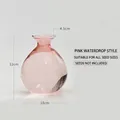 Elegant pink teardrop-shaped glass vase designed for avocado seed hydroponics and growth - Pink Avocado Vase (Teardrop Style)