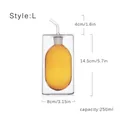 Double-layered glass oil dispenser with inner oval reservoir, 250ml capacity - Large (250ml) / Amber