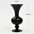 Elegant black glass vase in mid-century style, 16cm height with ruffled rim - L / Black
