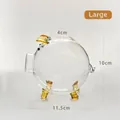 Large borosilicate glass pig-shaped storage jar for gold beans and rings - L / Golden Wealth Piggy Bank