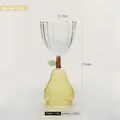 Creative 240ml yellow pear-shaped cocktail glass with green leaf stem detail and ribbed cup - 280ml / Pear-Shaped Goblet / Yellow