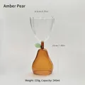 Unique creative amber pear-shaped glass wine goblet with ribbed clear top and leaf detail - 280ml / Amber Pear Goblet / Amber