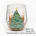 Klares doppelwandiges Weihnachtsbaum-Glas 350ml mit funkelnden Pailletten und Stern - Weihnachtsbaum Bewegliche Pailletten Stil / 350ml